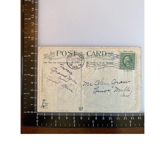 Antique 1916 Ephemera Postcard Embossed Baby New Year Polar Bear Midland Pub Co - Picture 3 of 8